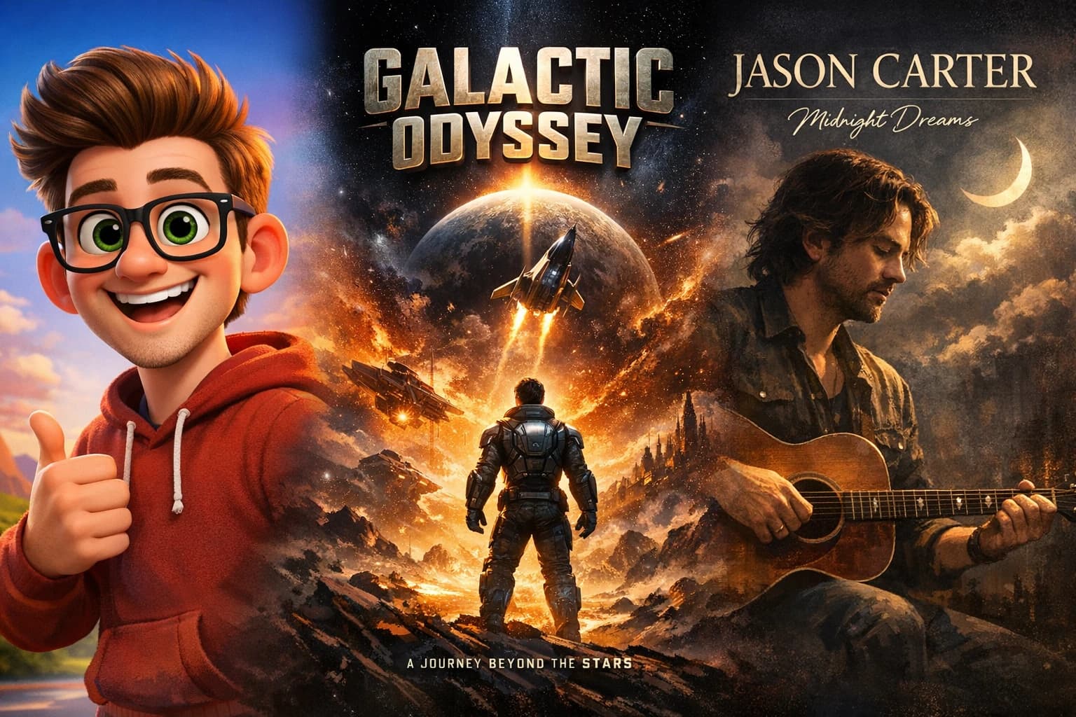 AI generated caricatures, movie posters, and album covers