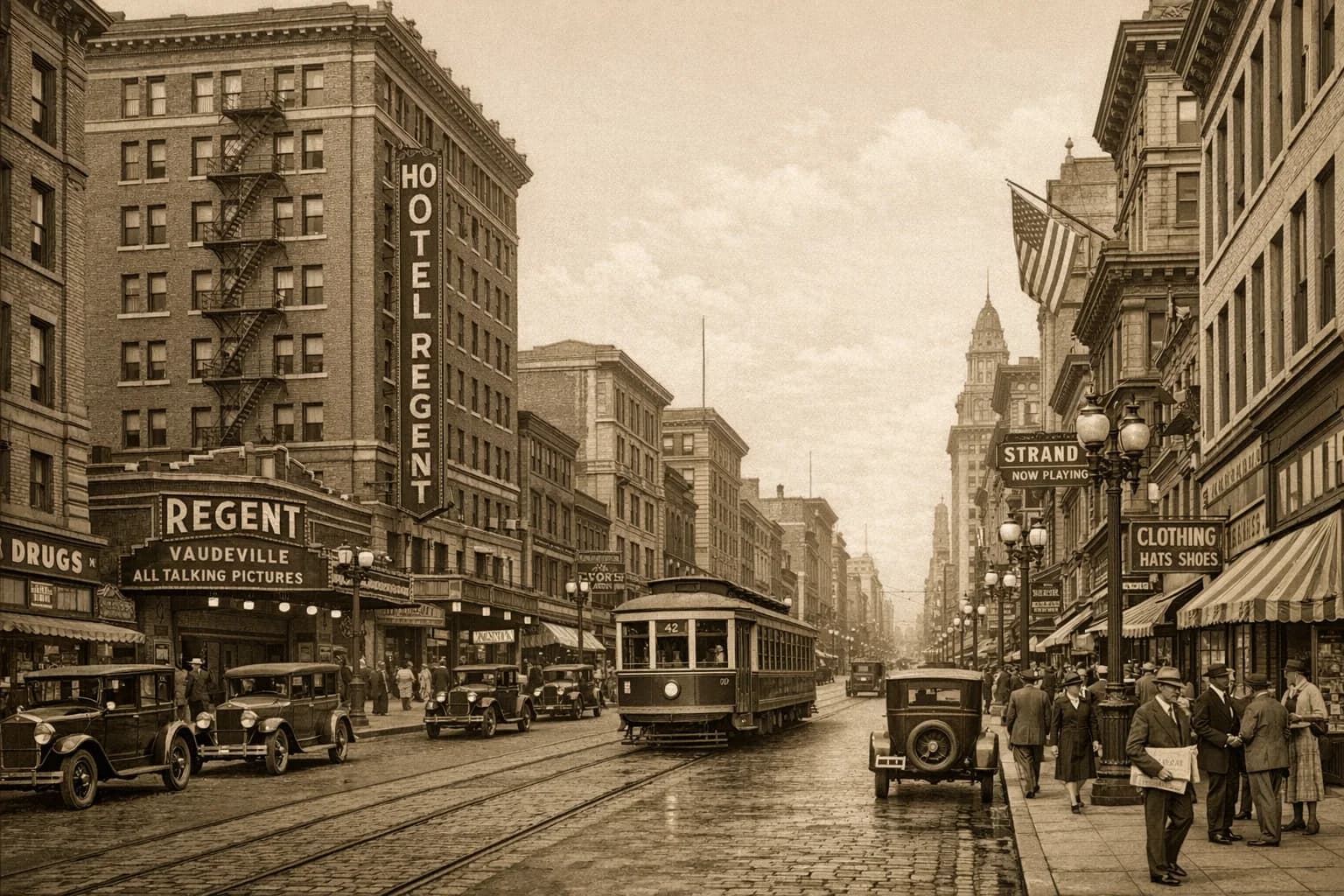 Restored vintage street scene