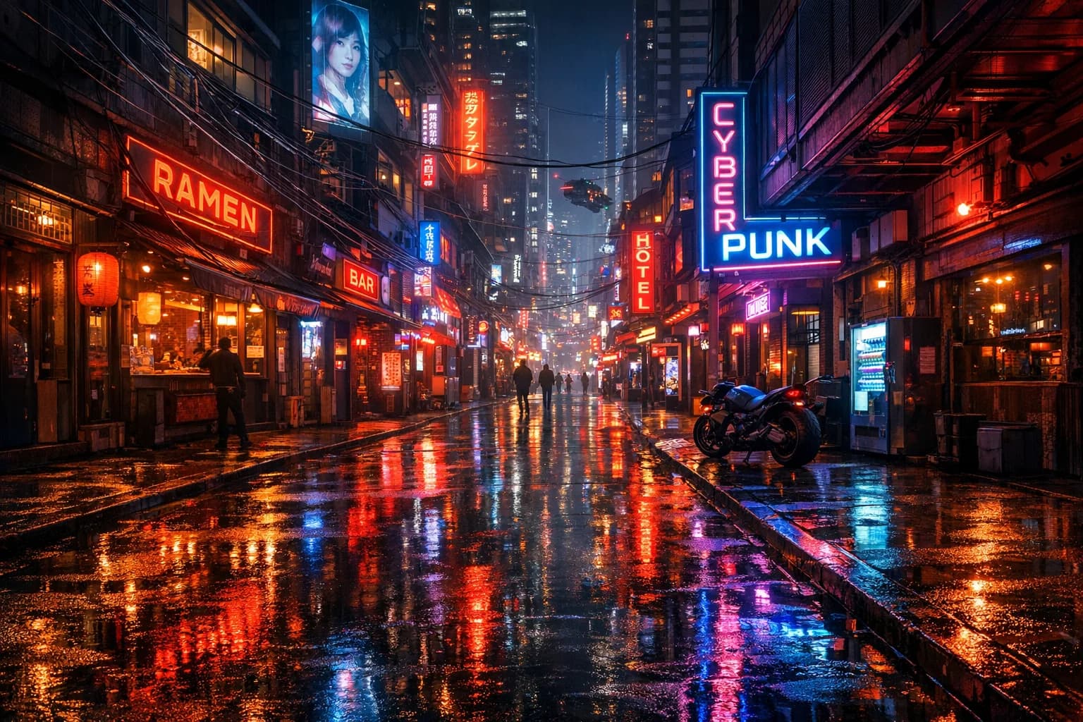Cyberpunk city night photography