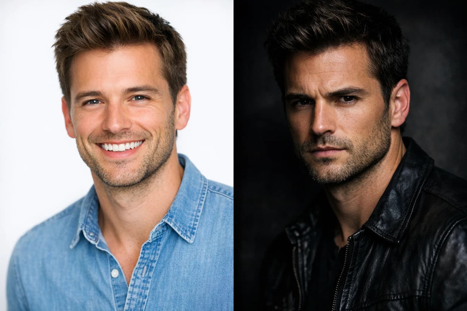 Comparison of commercial and theatrical acting headshots