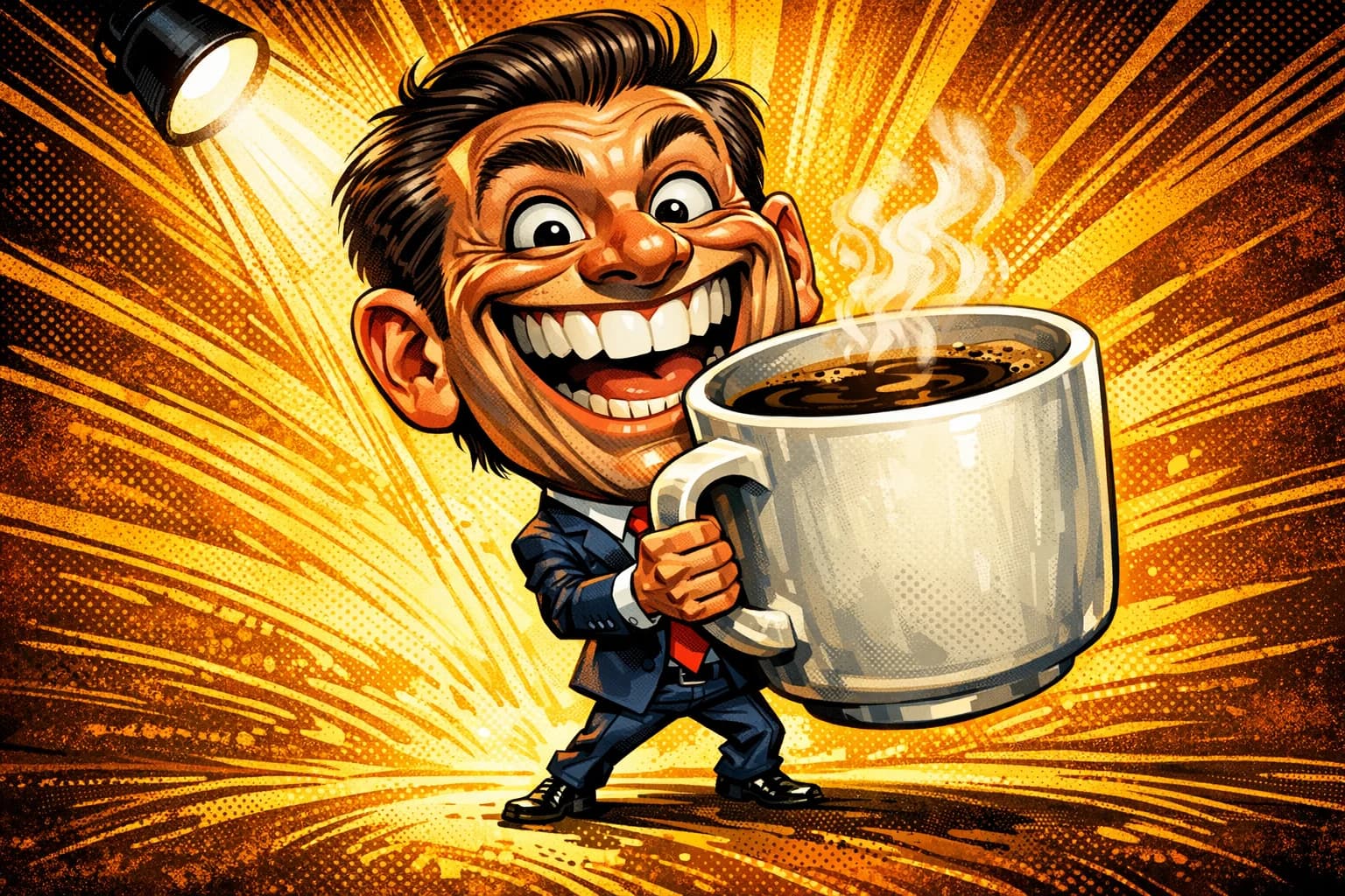 Exaggerated funny caricature of a businessman