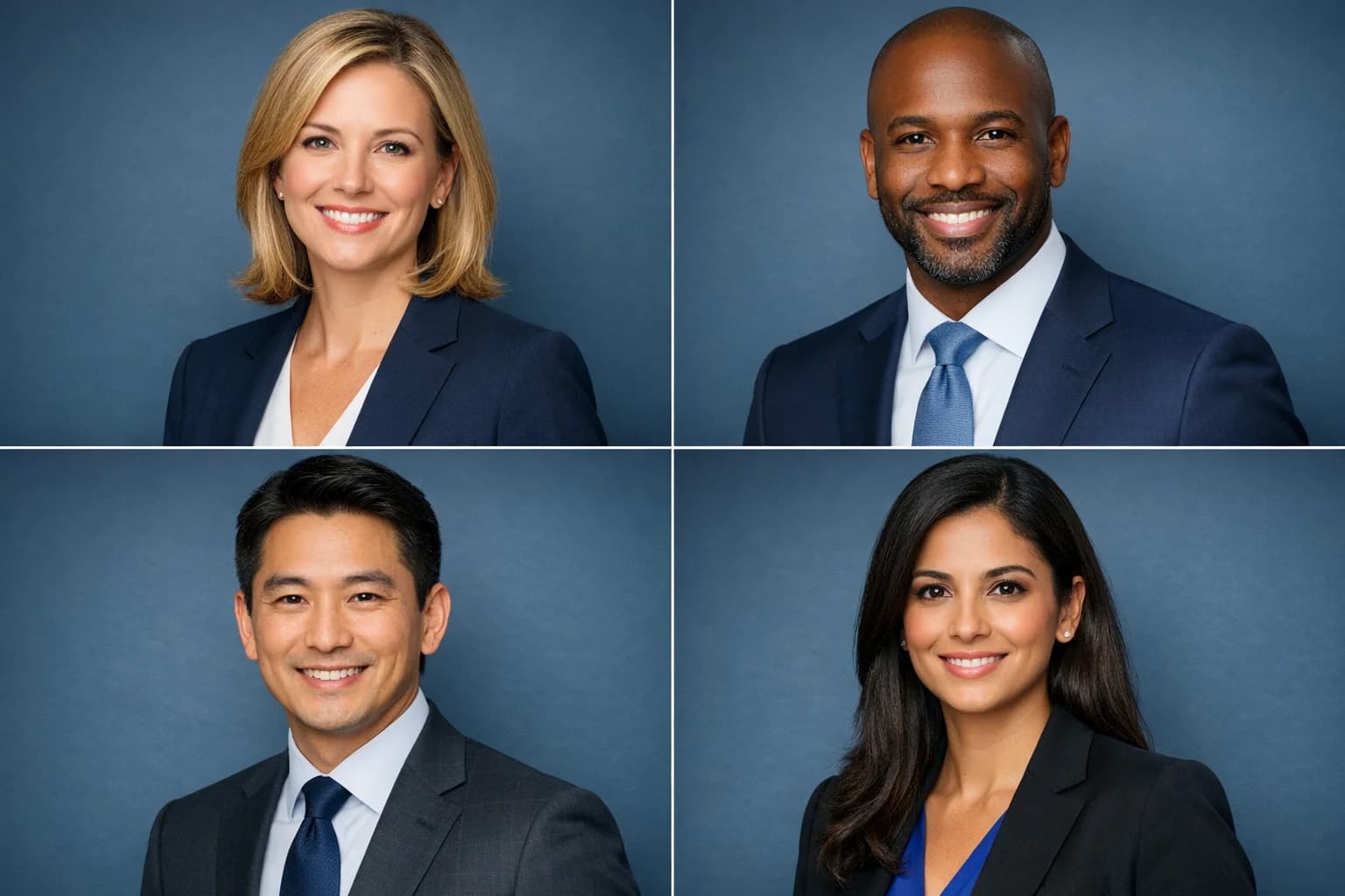 Grid of consistent team headshots