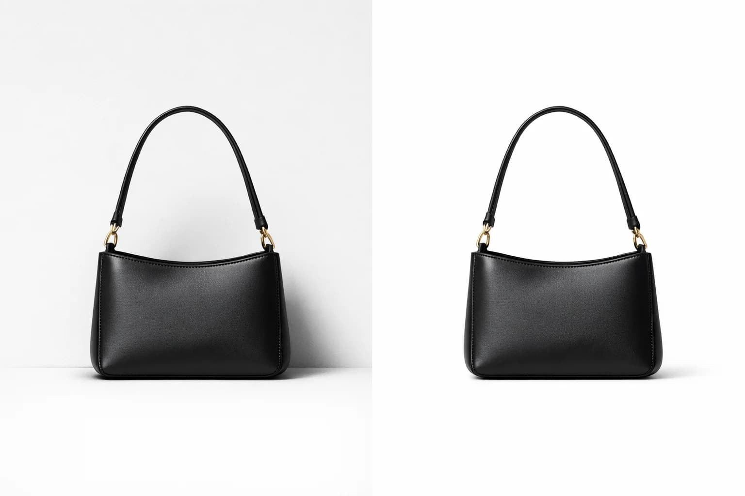 Split screen showing product background shadow removal