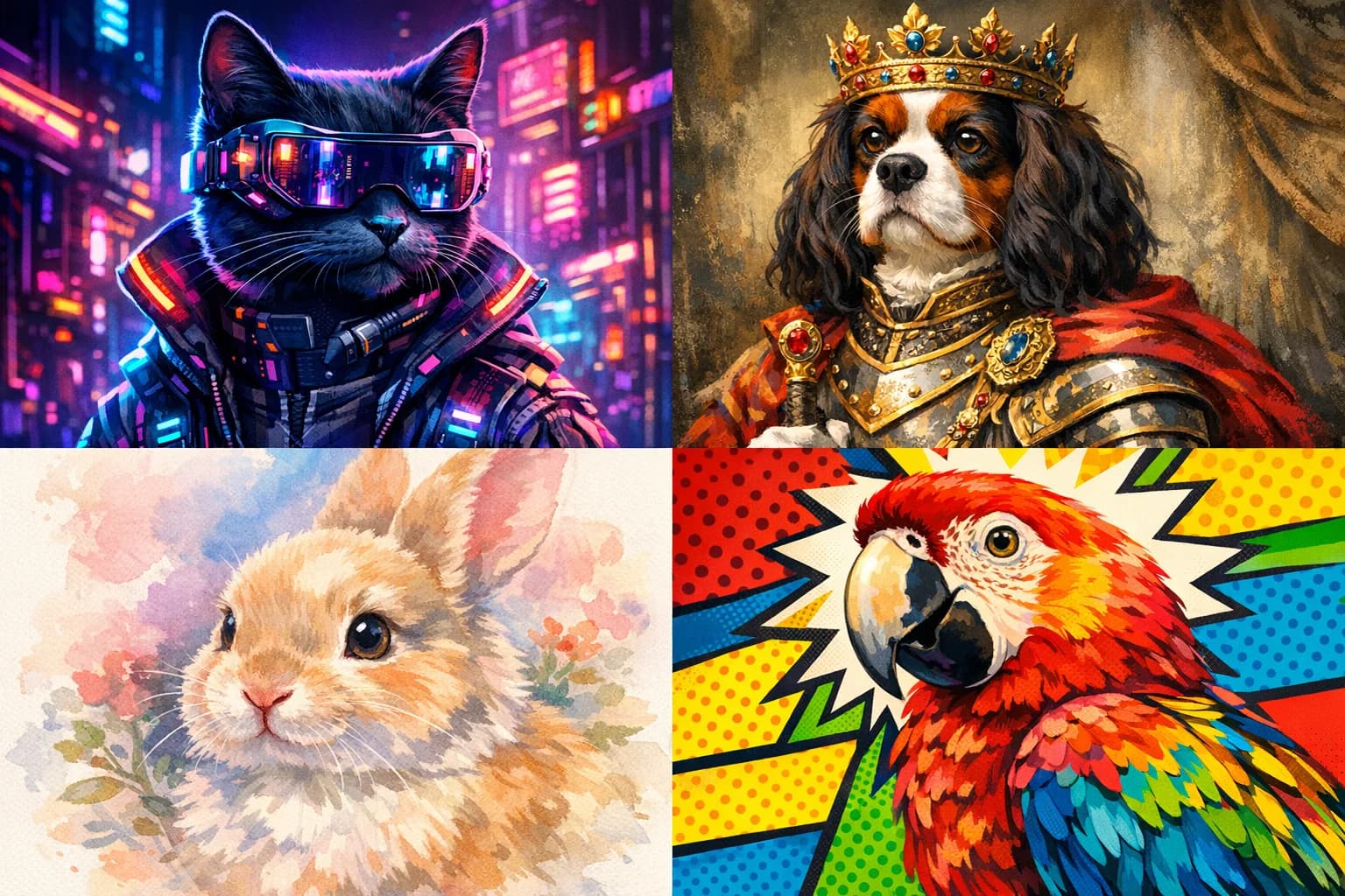 Collage of different pet portraits