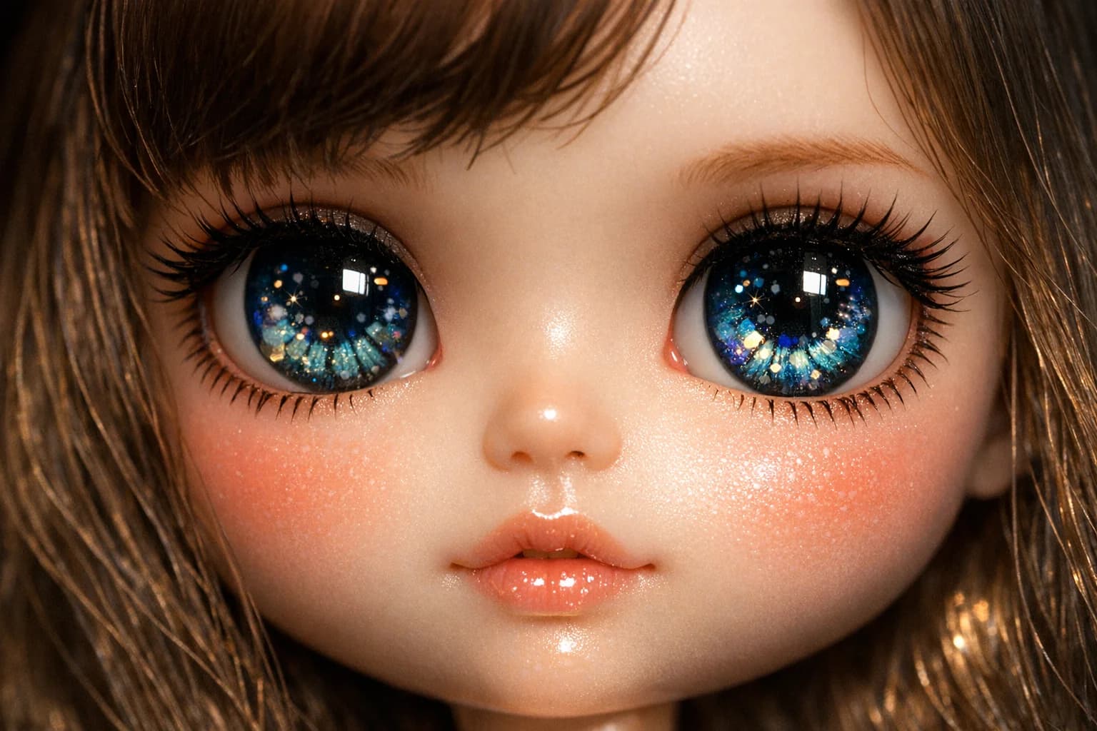 Close up of highly detailed flawless porcelain doll skin