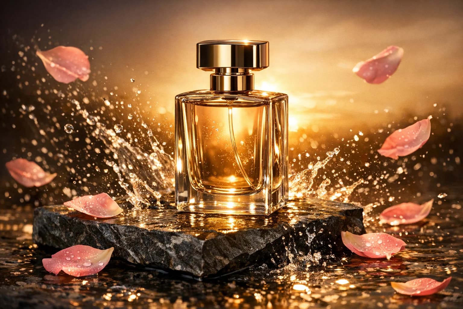 Perfume bottle in an AI-generated lifestyle scene