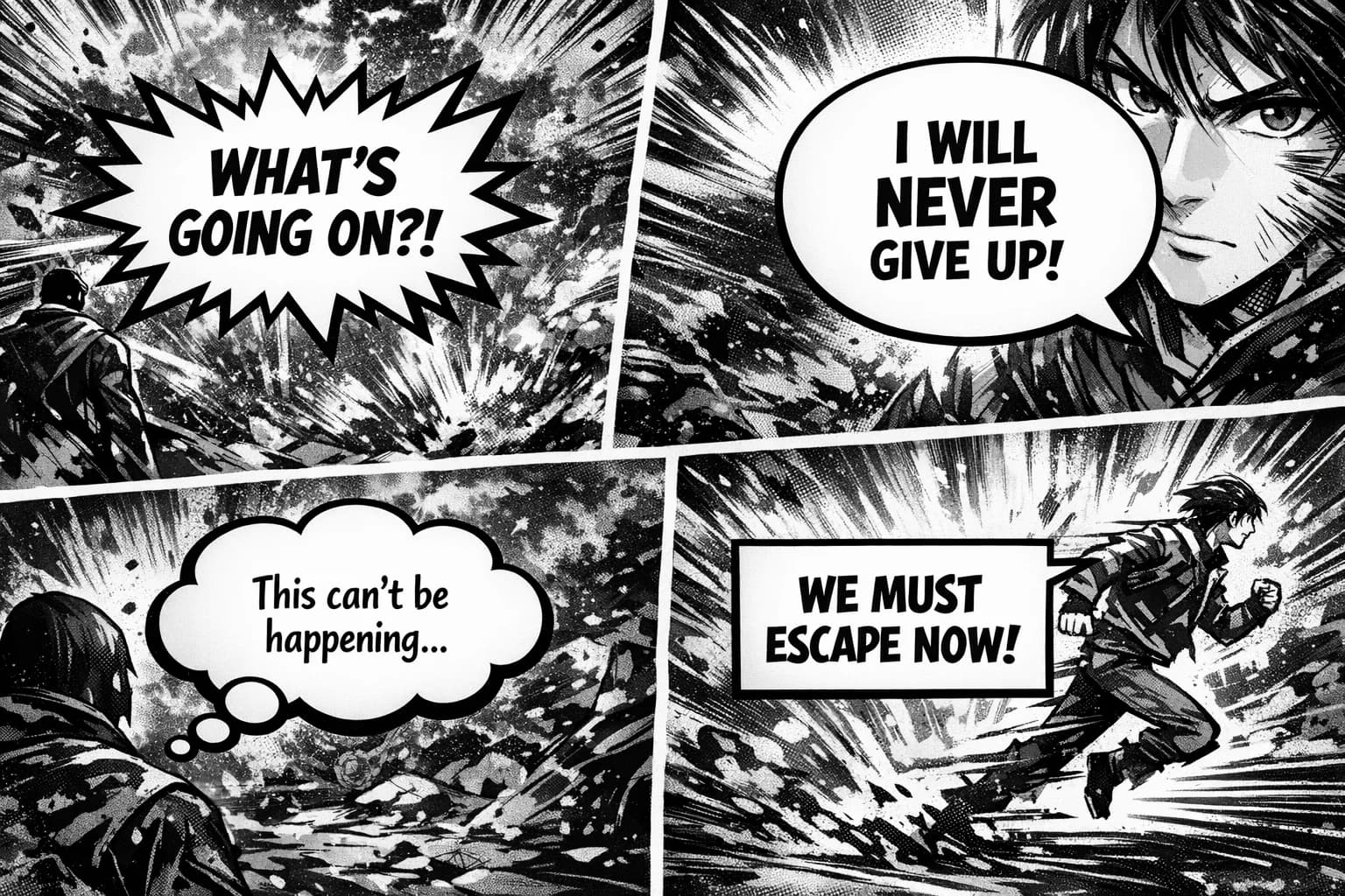 Collage of different manga speech bubbles perfectly typeset