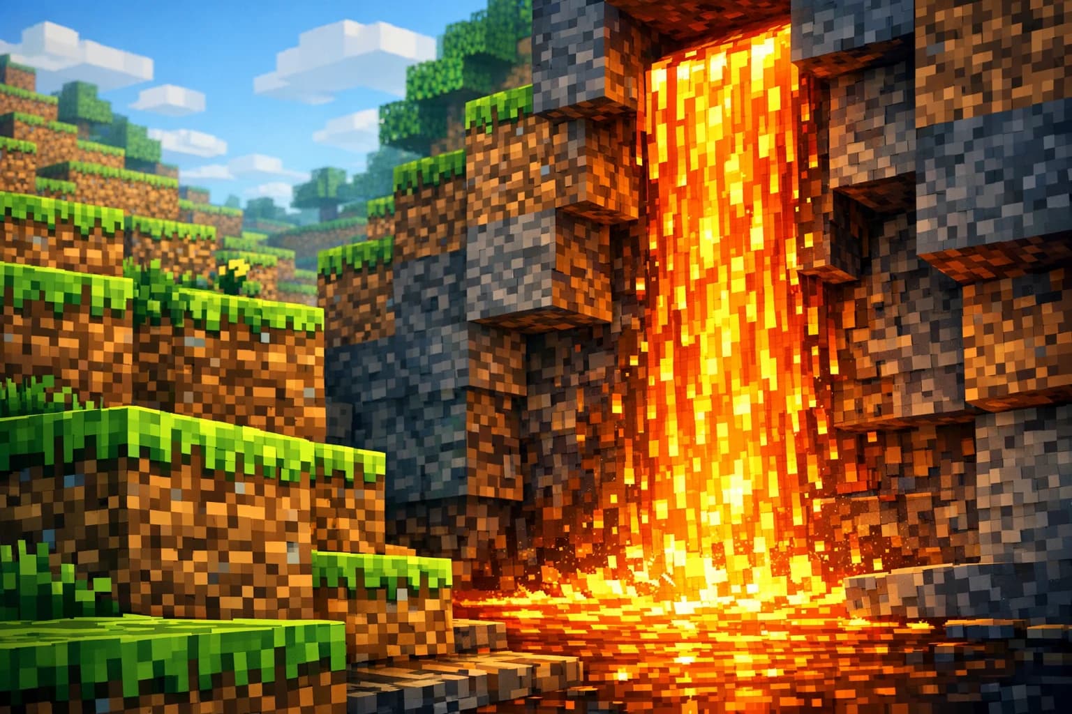 Minecraft style pixel art landscape