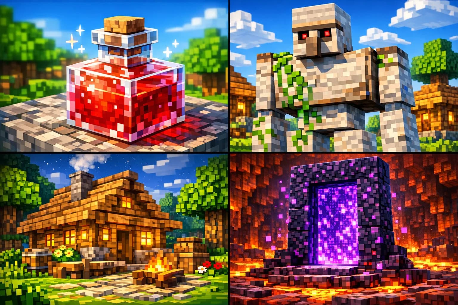 Grid showing diverse Minecraft pixel art creations