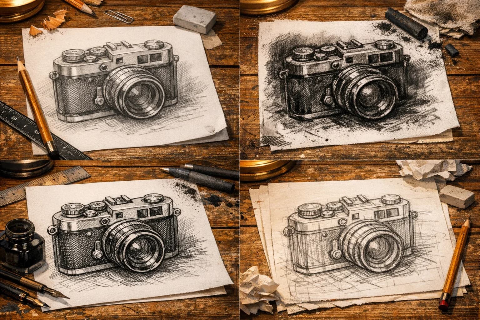 Grid of different sketch styles