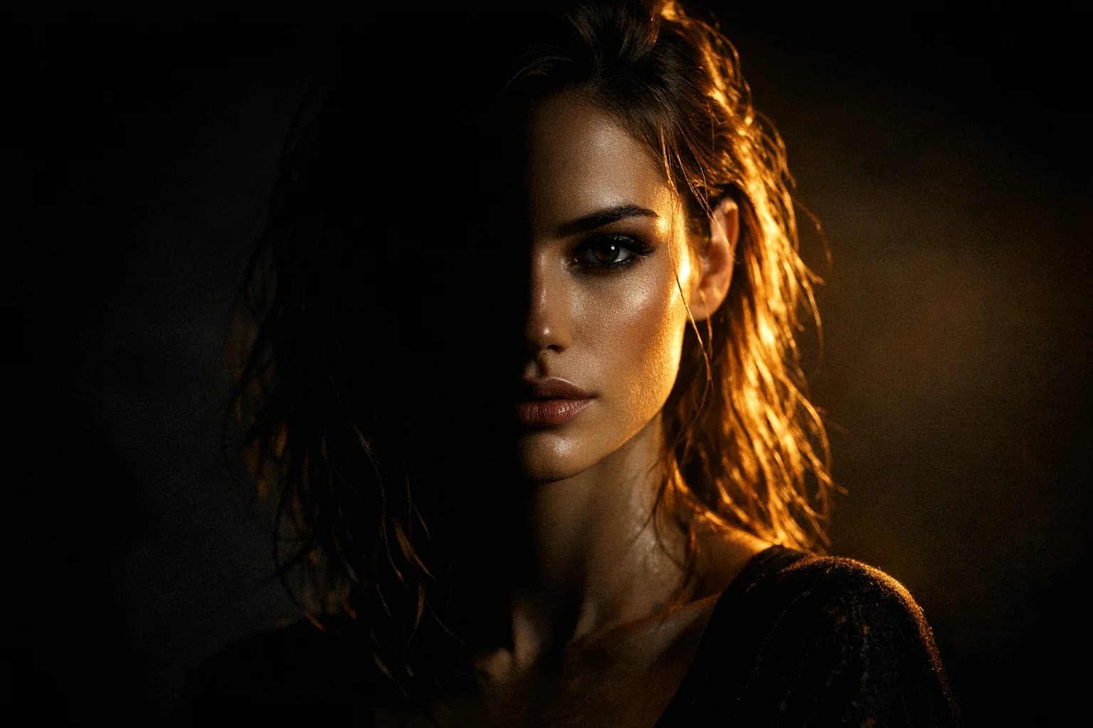 Dramatic cinematic lighting on a portrait