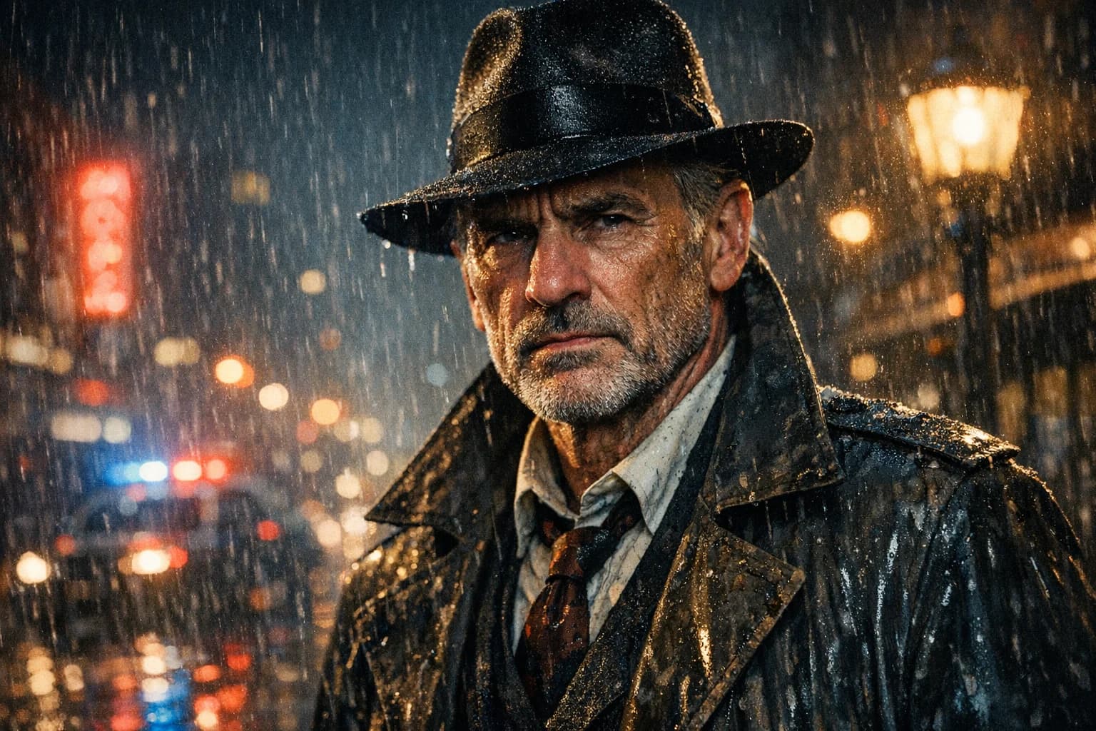 Detailed film grain and texture on cinematic portrait