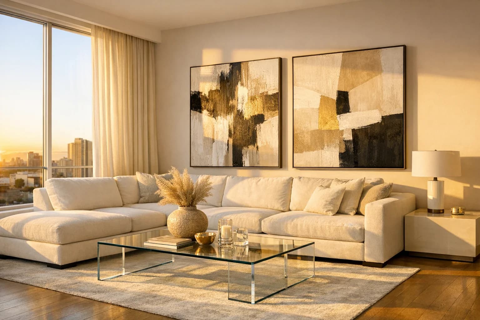 Stunning virtually staged luxury living room