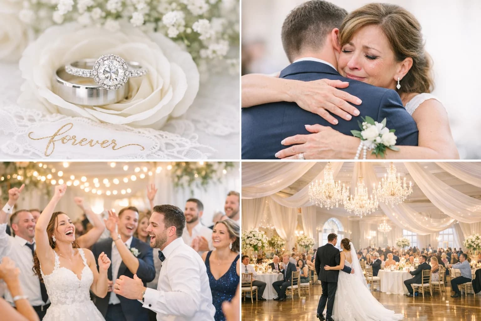 Grid of diverse wedding photos edited with a consistent style